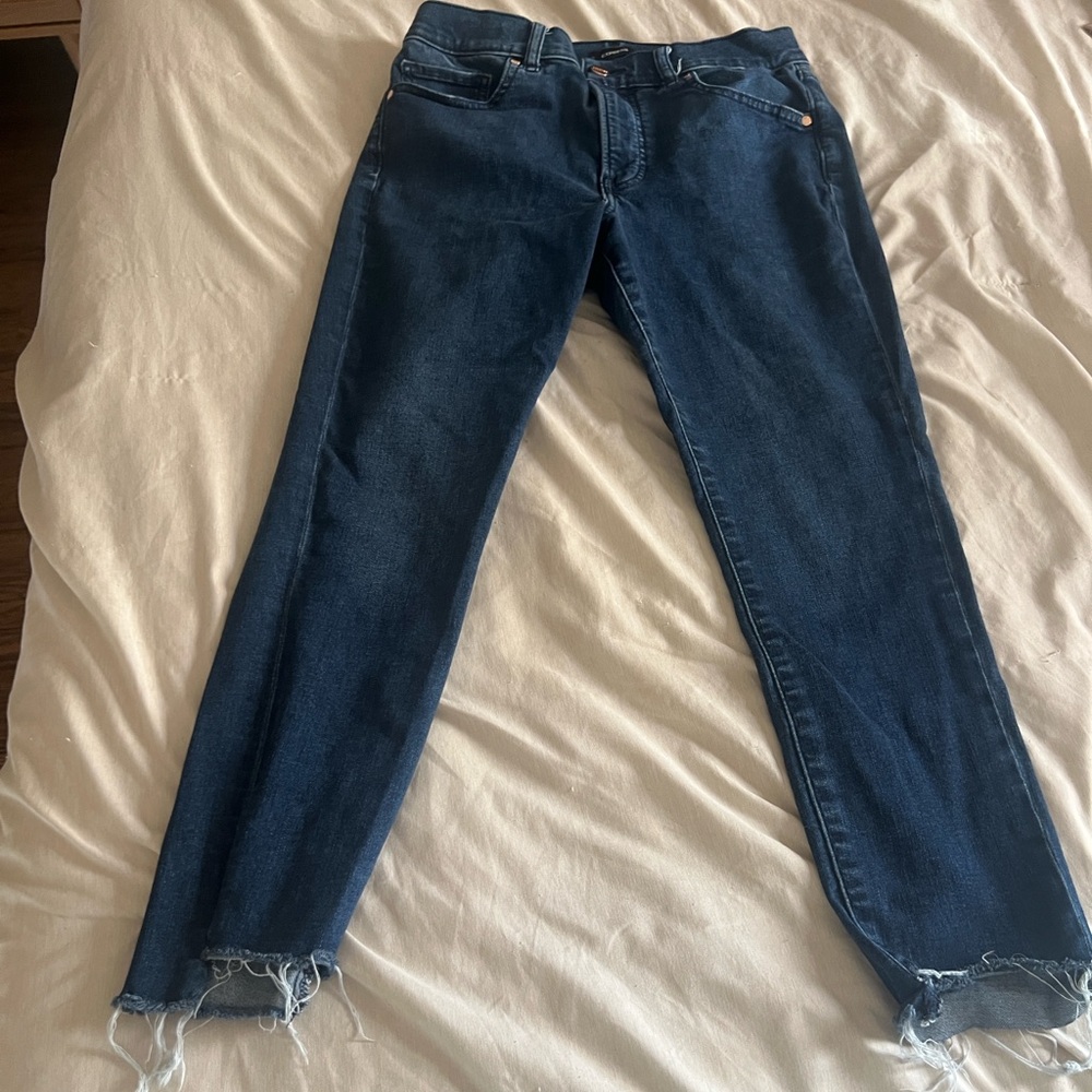 Express Distressed Ankle Jeans in Dark Blue